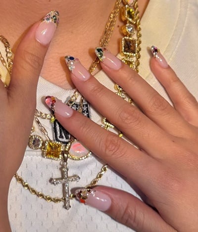 Gem Studded French Manicure